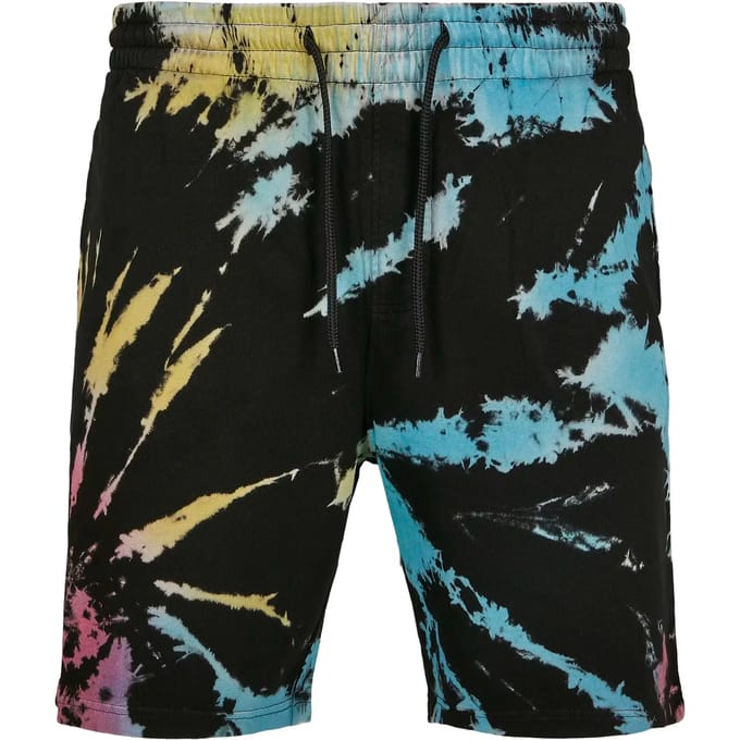 Urban Classics - Tie Dye Korte broek - S - Zwart/Multicolours