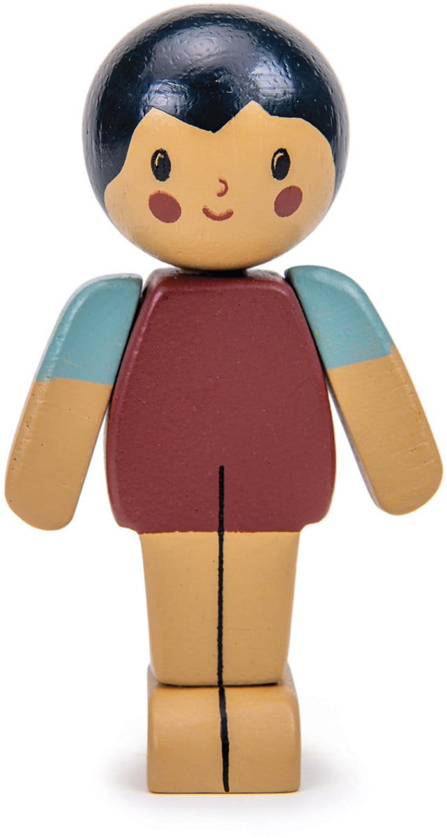 TENDER LEAF Popjes Familie - Amandel Jongen - 5X3X8,60Cm - Hout - 3 Jaar