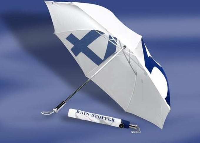 Folding Umbrella - Grote Opvouwbare Paraplu van zeildoek - Wit / L. Blauw - Ø 127 cm