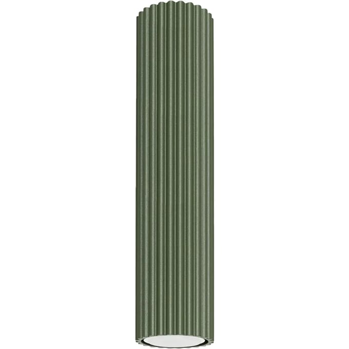 Plafondlamp KARBON 30 geribbelde buisspot van 30 cm - Sollux Lighting - IP20 - Olijfgroen aluminium behuizing - 6.5 x 6.5 x 30 cm - 1 x GU10 LED, exclusief lichtbron - Max. 10 W - Minimalistische plafondlamp voor woonkamer, slaapkamer en eetkamer