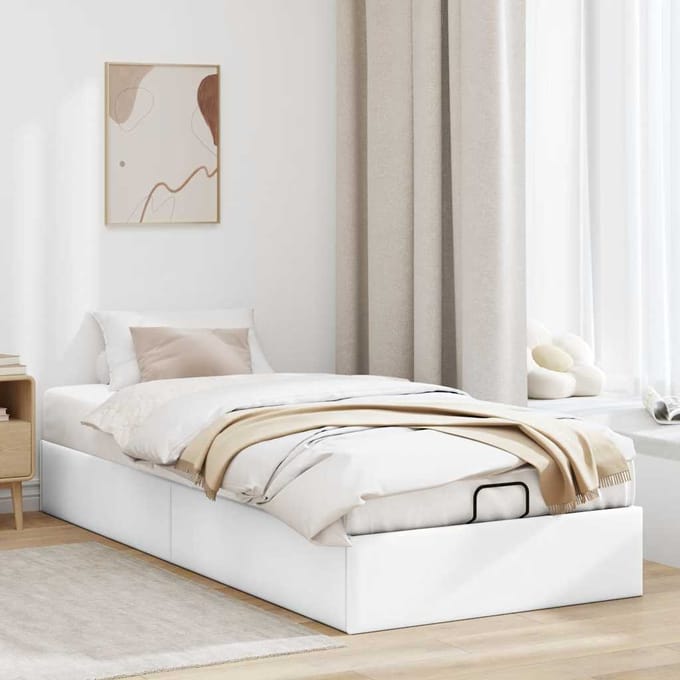 vidaXL - Bedframe - zonder - matras - 90x200 - cm - kunstleer - wit