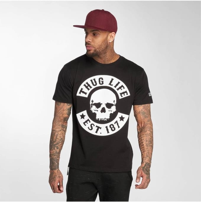 Thug Life - B.Skull Heren Tshirt - M - Zwart