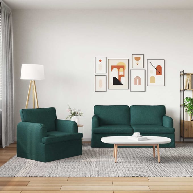 vidaXL Bankstel 2 pcs Donkergroen 162 x 80 x 85 cm Stof