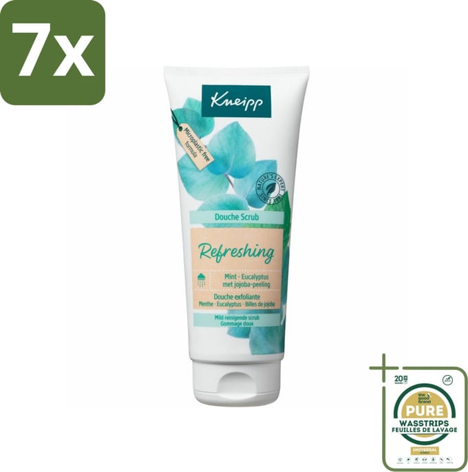 7 x Kneipp - Douche scrub - Refreshing - Mint & Eucalyptus - 200 ml - Grootverpakking - Douche Scrub - Huidverzorging - Exfoliatie - Mint En Eucalyptus - Jojoba Scrub