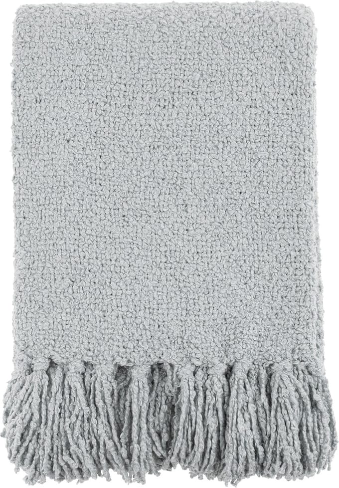 Mistral Home - PLAID - bouclé - 130 x 170 cm - effen kleur - grijs- Duurzaam