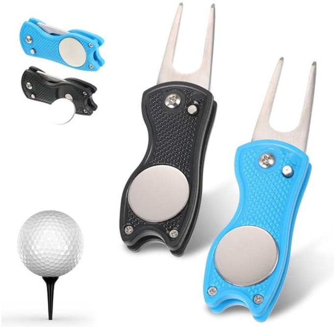 Set van 2 opvouwbare golf divot repair tools met magnetische
