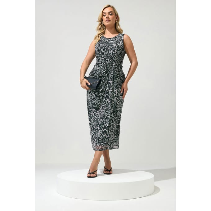 Yours London Grijze Dierenprintjurk Size 42