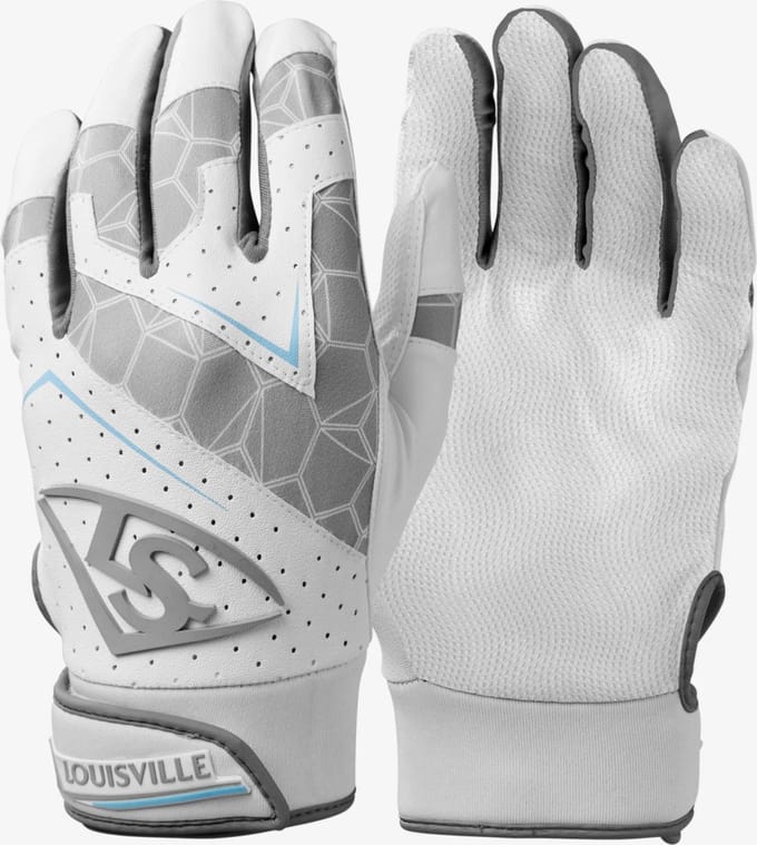 Louisville Slugger Genuine Batting Gloves V2 - White/Grey - 2XL