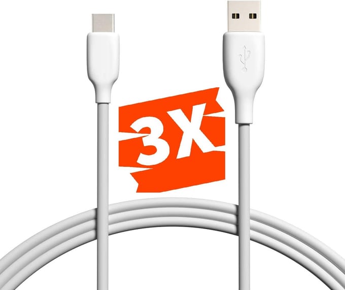 USB C naar USB-A Kabel - 2 Meter Lang - 3A/18W - Datakabel 480 MBps - Sterk Rubber - Fast Charging - Voor o.a S8,S9,S10,S20,S21,S22,Tablet,A7,A8,A9,S7,S8,S9