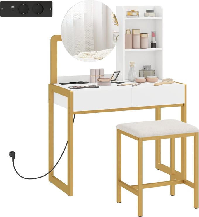 HOMCOM Kaptafelset - Spaanplaat, Metaal - 80 x 41,7 x 130 cm - Wit