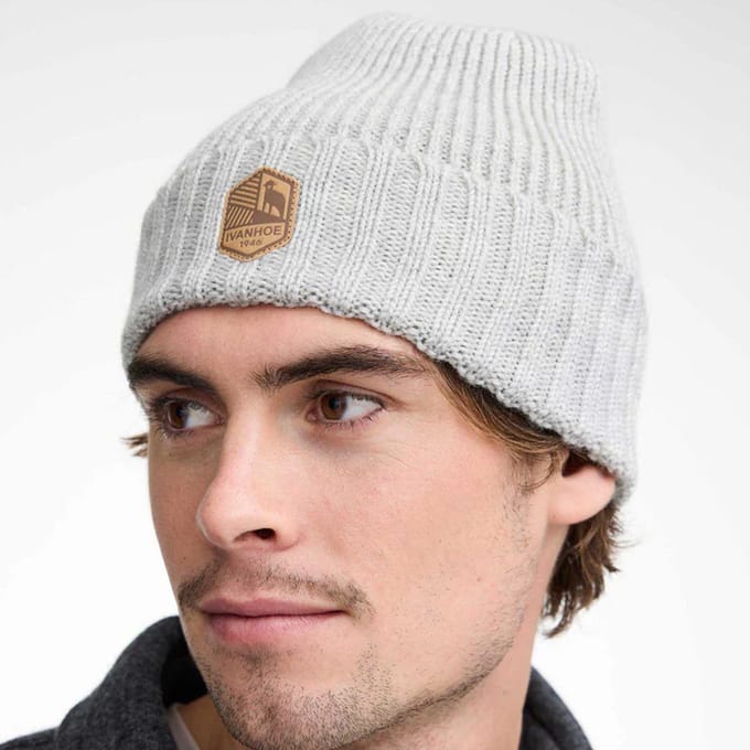 Ivanhoe rib gebreide muts van wol Ipsum Light Silver - One Size - Grijs