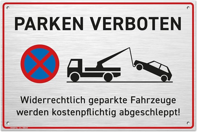 Groot Parkeerverbodsbord - Aluminium Metaal (30x20 cm) met Boorgaten - Oprit Vrijhouden