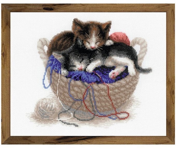 Kittens in a Basket Aida Borduurpakket Riolis