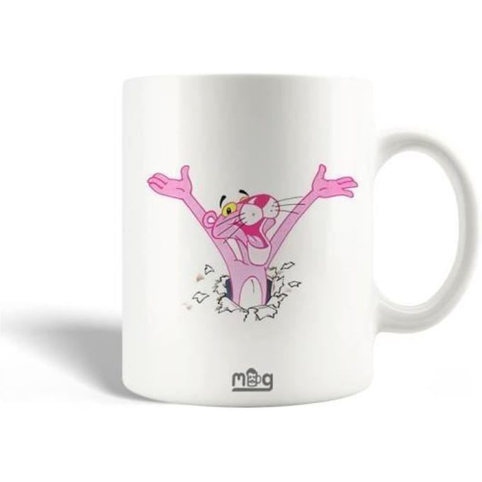 Mug en Céramique - La Panthère Rose - 30cl - Compatible Lave-Vaisselle - Blanc - Rond