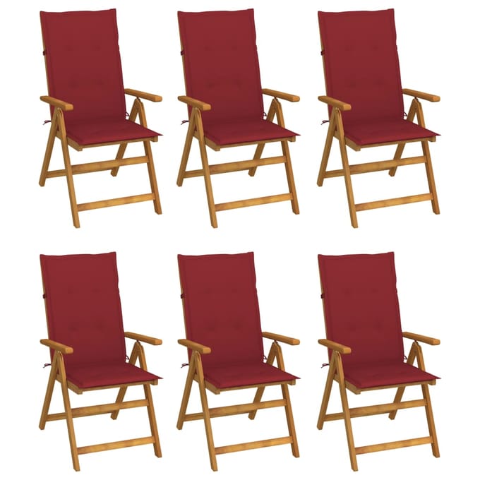 vidaXL - Inklapbare - stoelen - 6 - st - met - kussens - massief - acaciahout