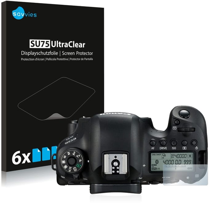 Savvies - Screenprotector voor Canon EOS 6D (Schouderdisplay) - Folie Beschermfolie transparant 6 Stuks
