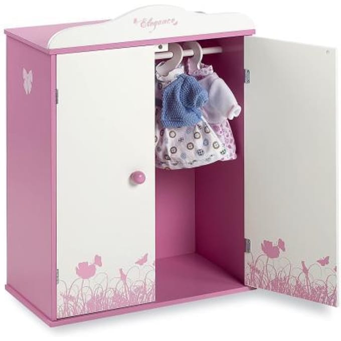 Arias Elegance poppenkleerkast met kleerhangers Poppenmeubelen