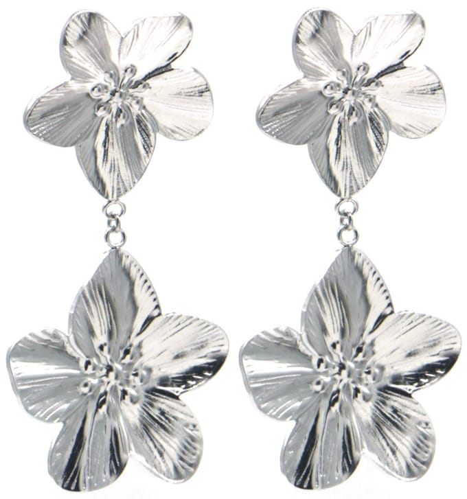 Oorbellen bloemen - RVS - zilverkleurig - 6 cm