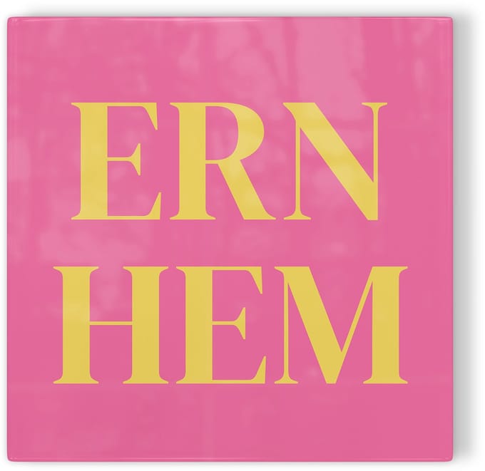 Tegeltje Arnhem Ernhem - roze geel - tegeltje stad - tegeltje met tekst