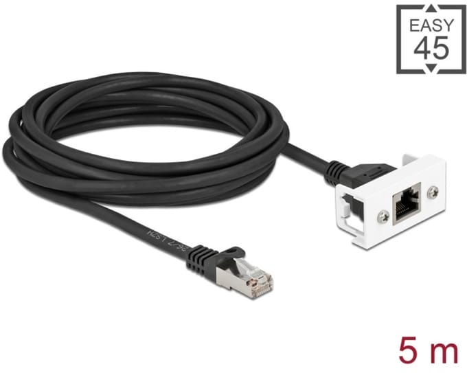 Delock Network Extension Cable for Easy 45 Module S/FTP RJ45 plug to RJ45 jack Cat.6A 5 m black
