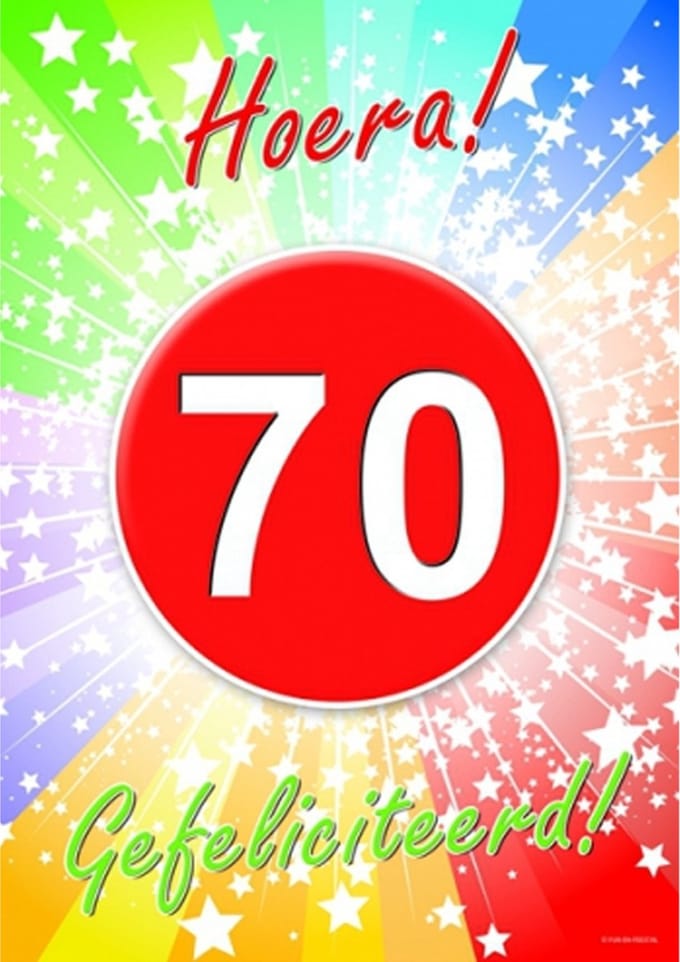 Bellatio Decorations verjaardag deurposter - 70 jaar - 59 x 42 cm - leeftijd feestartikelen