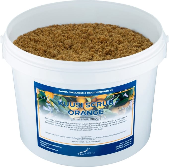 Kuusi Scrub Orange - 1 liter - met Etherische Sinaasappel Olie - Hydraterende Lichaamsscrub