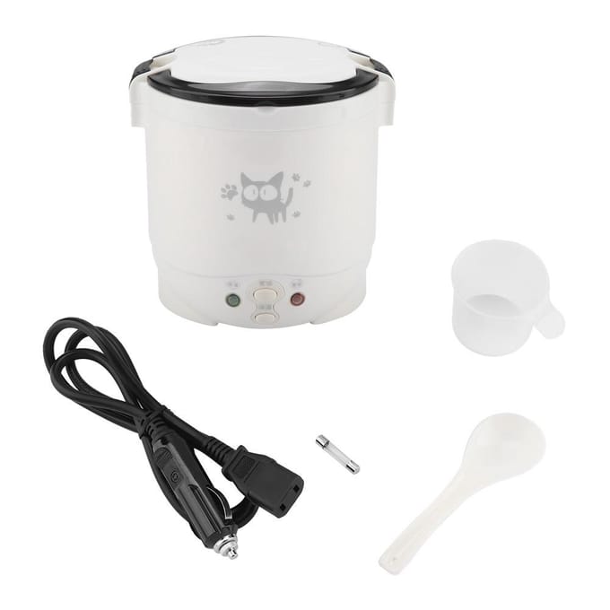 Cuiseur à riz électrique portable multifonctionnel 12V 100W 1L pour voitures (vert) blanc