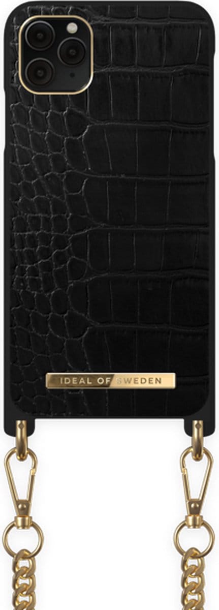 iDeal of Sweden Phone Necklace Case voor iPhone 12 Pro Max Jet Black Croco