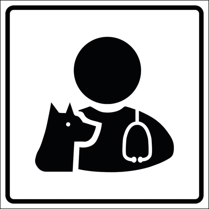 Dierenarts sticker, wit zwart 150 x 150 mm