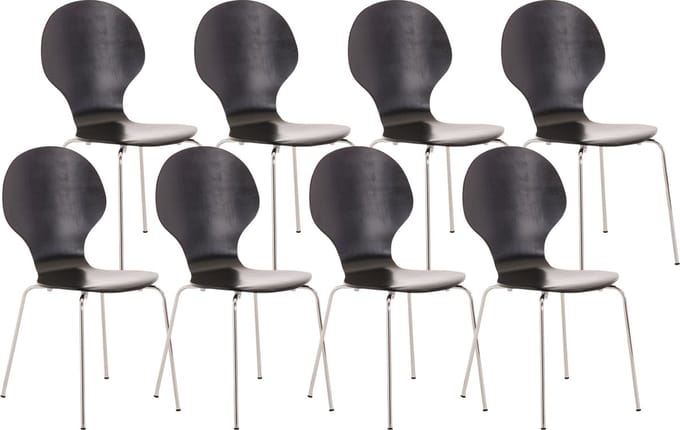 CLP Diego Set van 8 stapelstoelen Hout/zwart