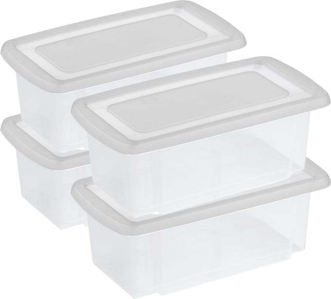 Sunware 4x stuks opslagbox kunststof 7 liter transparant 38 x 21 x 14 cm met afsluitbare deksel