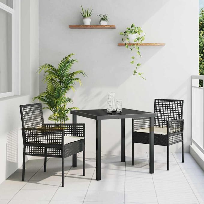 vidaXL Tuinstoel met kussen 2 pcs Zwart 55 x 53 x 85 cm poly rattan