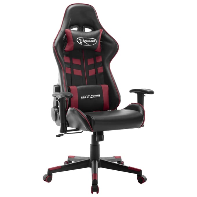 vidaXL - Gamestoel - kunstleer - zwart - en - wijnrood
