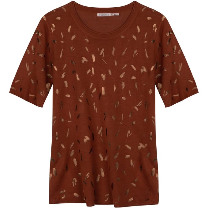 EsQualo Sweater Foil Print S/slv Copper Brown Taglia: S | Maglioni a maglia Outlet | Donna | Marrone