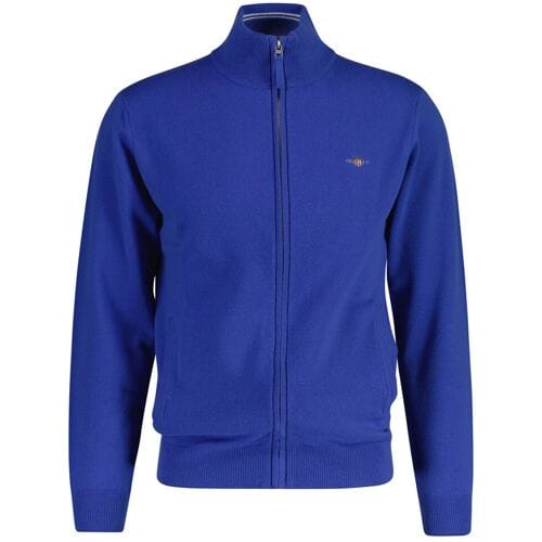 Gant Vest Superfine Lambswool Zip Cardigan Rich Blue / male