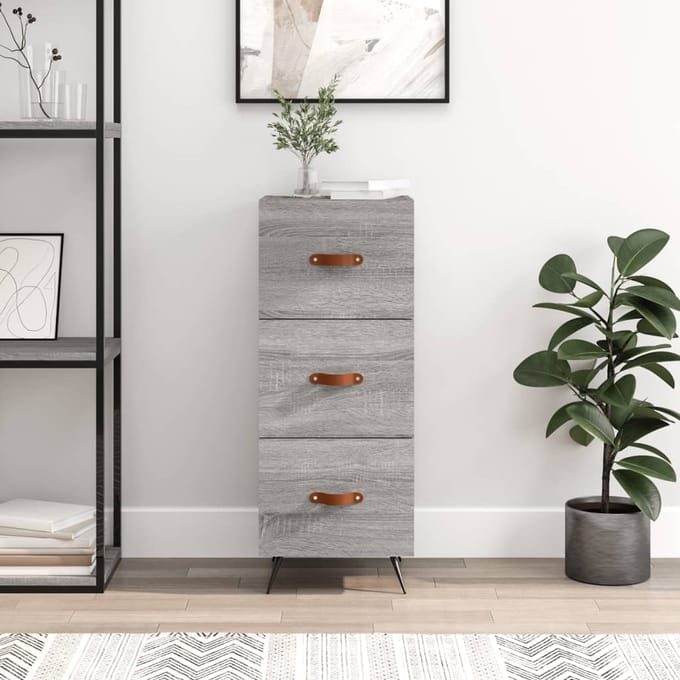 vidaXL - Dressoir - 34,5x34x90 - cm - bewerkt - hout - grijs - sonoma - eikenkleurig