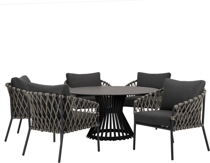 Amalfi Pasadena low dining tuinset 6 delig antraciet
