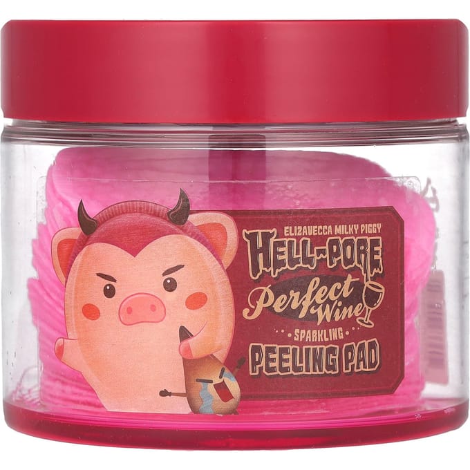 Elizavecca, Milky Piggy, Hell-Pore, Perfect Wine Sparkling Peeling Pads, 30 sheets pink