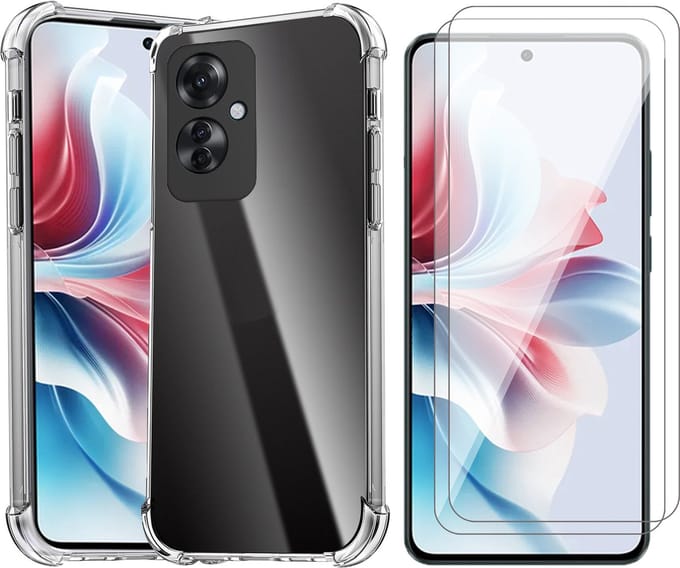 Hoesje geschikt voor Oppo Reno 11F - 2x Screenprotector Glas - Shockproof Transparant