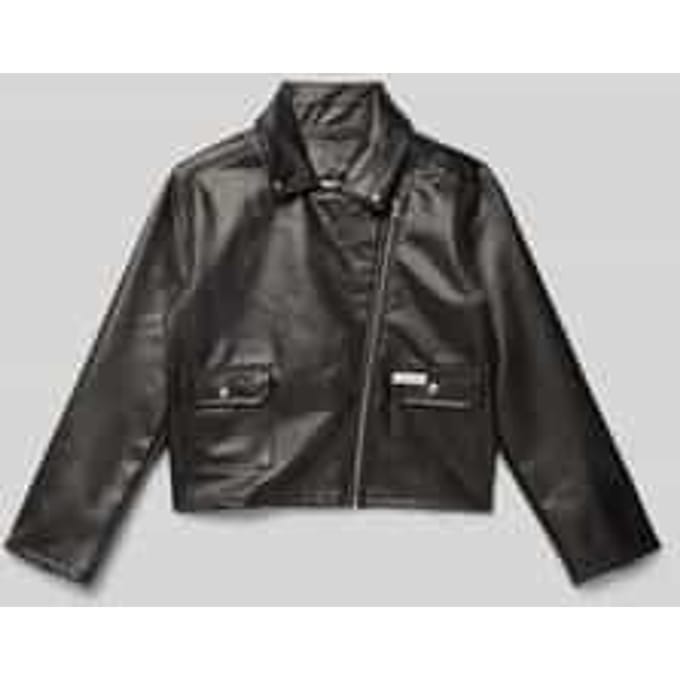 Bikerjack in leerlook met klepzakken