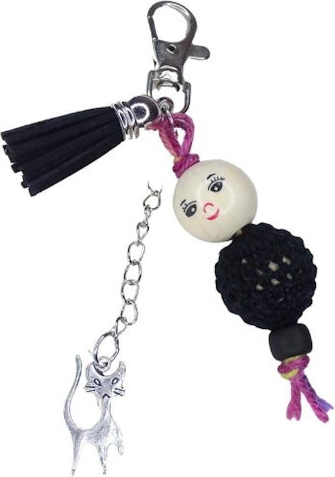 2 Love it Gelukspop Zwarte Kat - Sleutelhanger - Tashanger