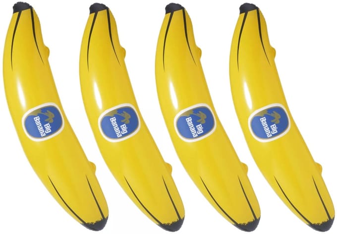Widmann Opblaasbare banaan/bananen - 5x - 100 cm - Big Banana - strand decoratie