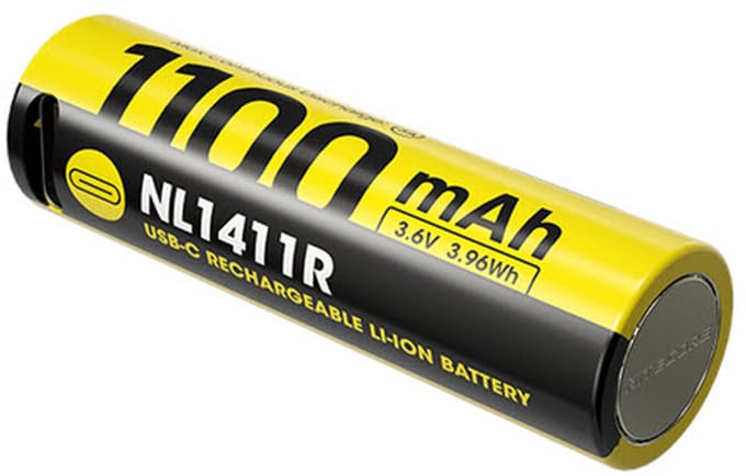 Nitecore NL1411R Oplaadbare 14500 Li-Ion batterij 1100mAh met USB-C Poort