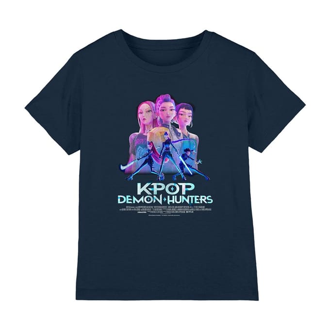K-Pop Demon Hunters Kinderen Huntrix Huntr/X Poster T-Shirt (Navy)