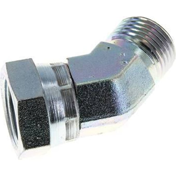 45° L-Koppeling G1/2 '' Binnendraad X Buitendraad Hoge Druk Staal  60° Conus 300bar Hydrauliek