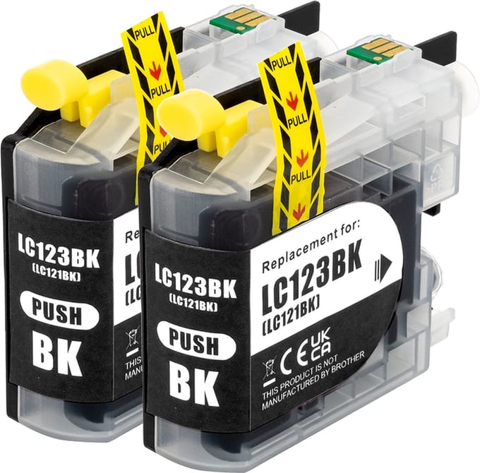 Inktcartridge Geschikt voor LC123 / LC-123XL - 2X Zwart