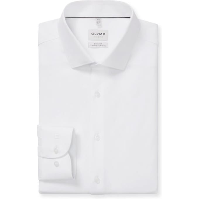 OLYMP 24/7 Level 5 body fit overhemd - twill - wit - Strijkvriendelijk - Boordmaat: 37