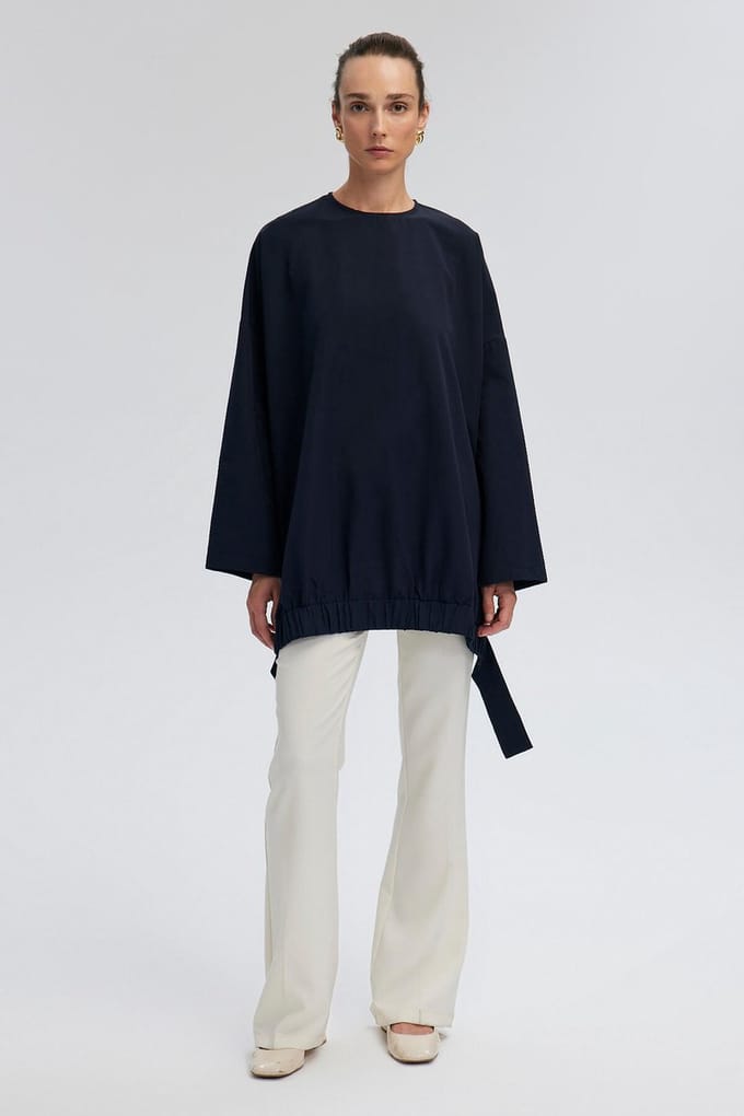 Touché Privé - Oversized tuniek met elastisch detail - Marine - Dames