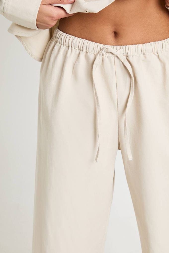 boohoo Dames Chambray Wijde Slouchy Broek | Ecru | Maat: 36