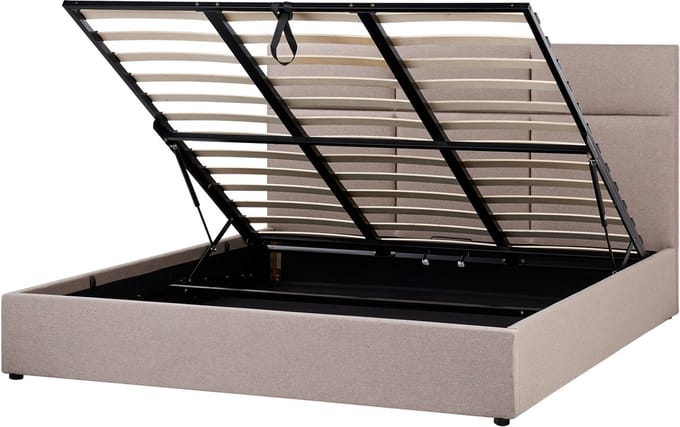 LAGORD - Bed met opbergruimte - Taupe - 180 x 200 cm - Polyester